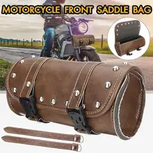 Universal motocicleta PU cuero silla de montar bolsa Retro Vintage delantera tenedor herramienta equipaje bolsa para Harley/Softail/Sportster/Dyna