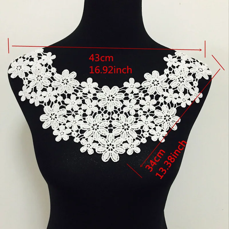 Craft Black Lace Embroidered Neckline Neck Collar Trim Clothes Applique S9Z4 