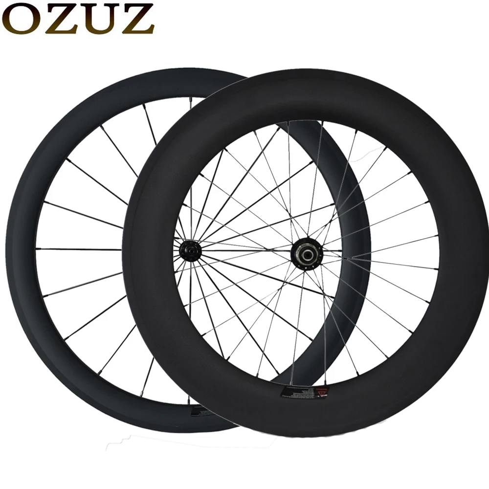 

OZUZ Super light Powerway R13 carbon bicycle wheels 38 front 50 rear 50 front 88mm rear depth clincher tubular road bike wheels