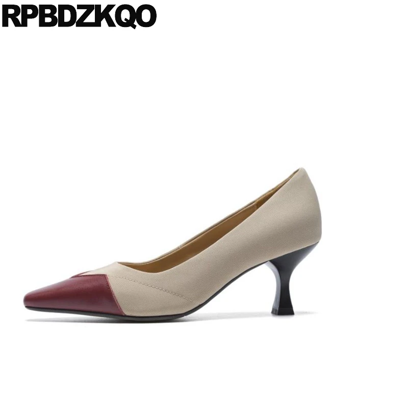 

size 4 34 scarpin retro 2018 vintage medium heels genuine leather chic square toe thin multi colored elegant shoes women new