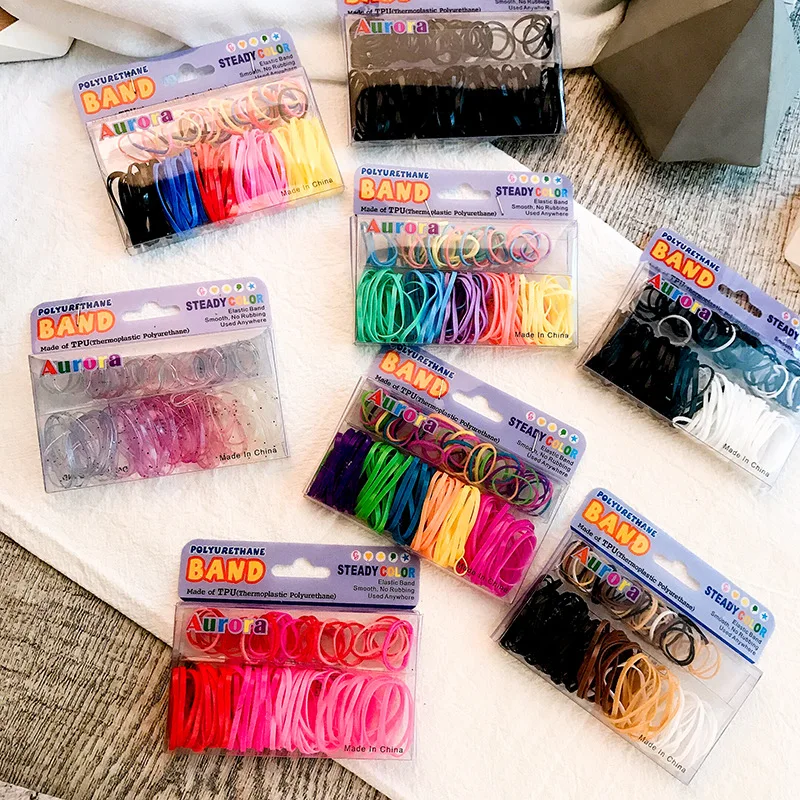 

New Girls Children Solid Colors Stretch Elastic Rope Bands Set Cute Candy Colors Hair Gums Elastic Rubber Bands For Hair Maker