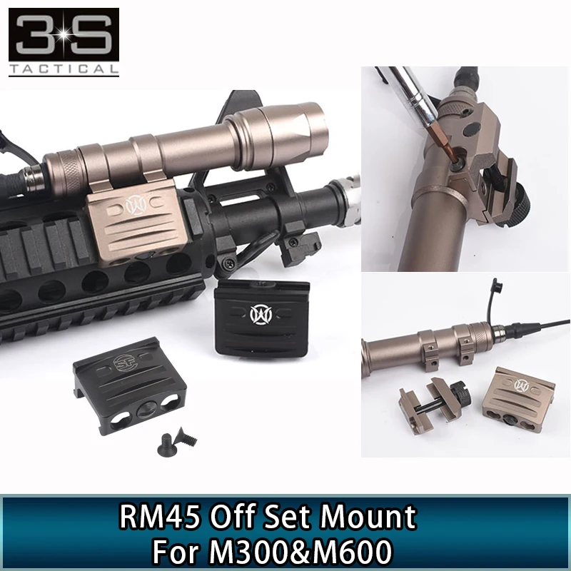 RM45 Off Set держатель тактического фонаря Rail Picatinny 20 мм для Surefir Airsoft M300 M600 Scout Light M600C M600V