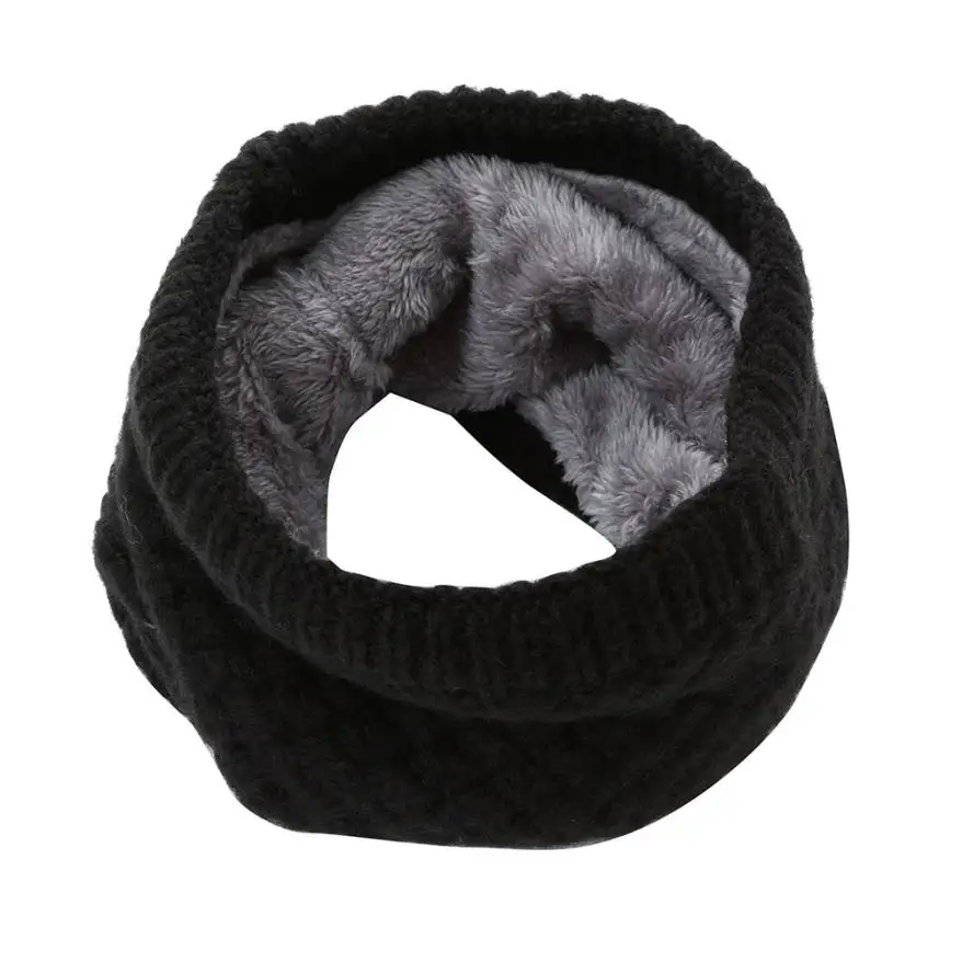 Утолщенный теплый шарф унисекс модный вязаный зимний воротник имитация кашемира кольцо шарф снуд для женщин и мужчин шарф - Цвет: Black