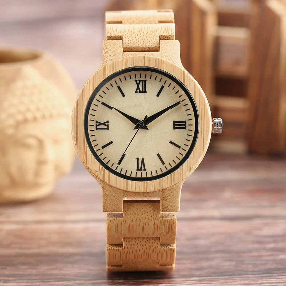 YISUYA Natural Wood Watch Men Handmade Full Wooden Clock Hour 2017 Minimalist Women Fashion Bamboo Bangle Quartz Reloj de madera Christmas Gifts for Men Women (7)