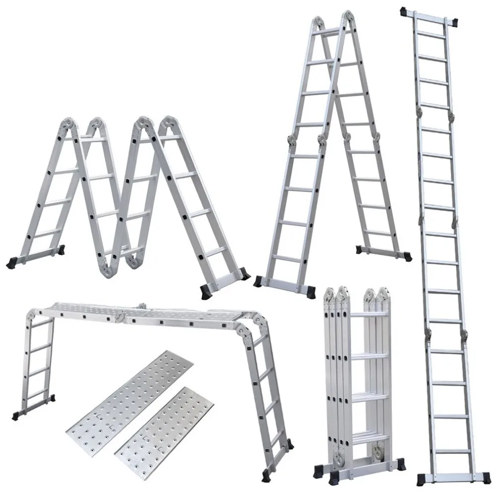 

New 15.5FT Step Platform Multi Purpose All-Rustproof Aluminum Alloy Folding Scaffold Step Ladder for Commercial Use And DIY