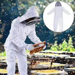 Куртка костюм для пчеловода Потяните за Профессиональный хлопок всего тела пчеловодства W/вуаль капюшон 1 шт Защитный полезный практичный