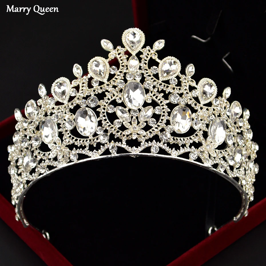  European Style Aristocratic Bride Wedding Crystal Crown Popular Inlaid Rhinestone Princess Hair Acc