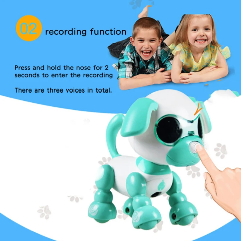 Робот-игрушка, собака, Умный щенок, роботизированная собака, виртуальный питомец, светодиодный звук, запись, милая экшен-фигурка, обучающая