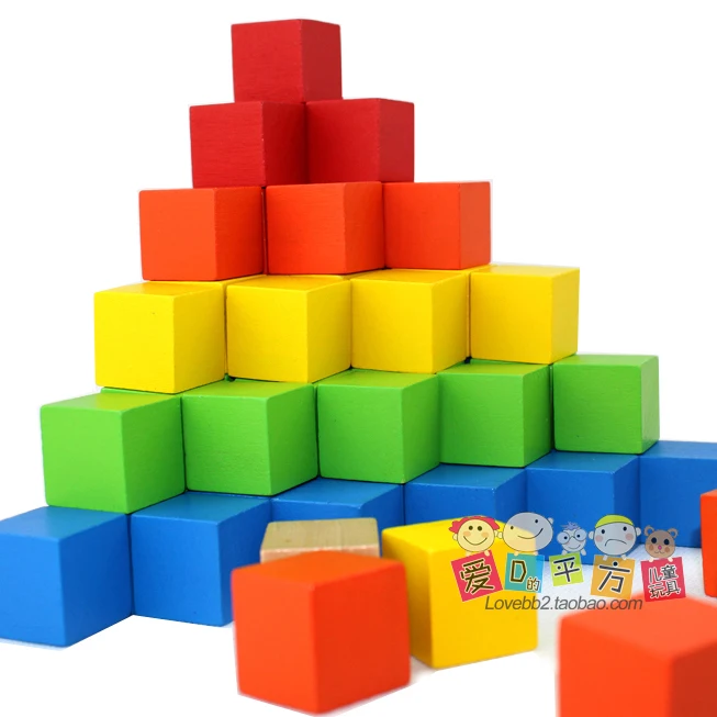 90 cube beech building blocks wooden color page storage bag 1.3in