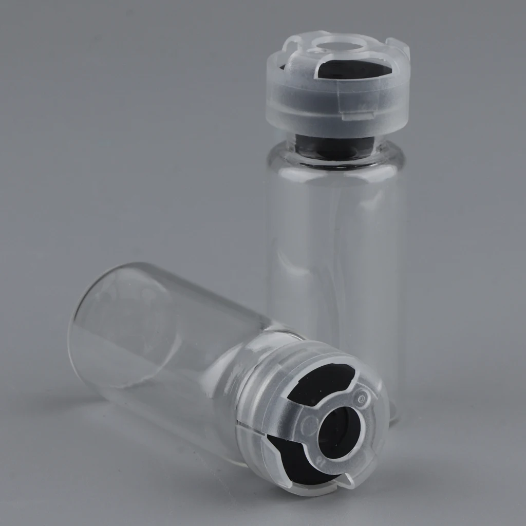 20Pcs 10ml Empty Sterile Glass Sealed Serum Vials Bottles Liquid Containers Transparent Body - 6 Colors Optional