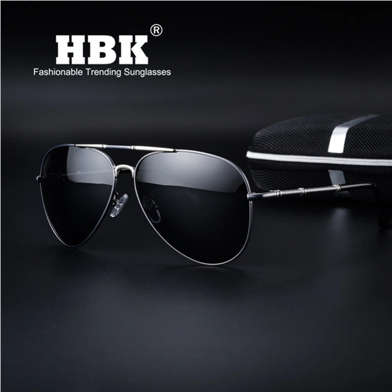 HBK, трендовые мужские поляризованные солнцезащитные очки пилота из алюминиево-магниевого сплава, Классические мужские очки, аксессуары, подарок для мужчин PM0068