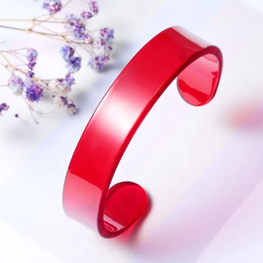 

New Simple Women Acrylic Bangles Bracelets Round Cuff Open Bangles Pure Color Resin Charms Trendy Wedding Luxury Brand Jewellry