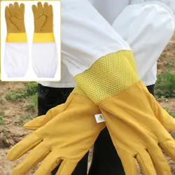 1 пара защита для Пчеловодство перчатки козья кожа дышащая сетка пчела с длинными рукавами пчеловодство оборудование и инструменты