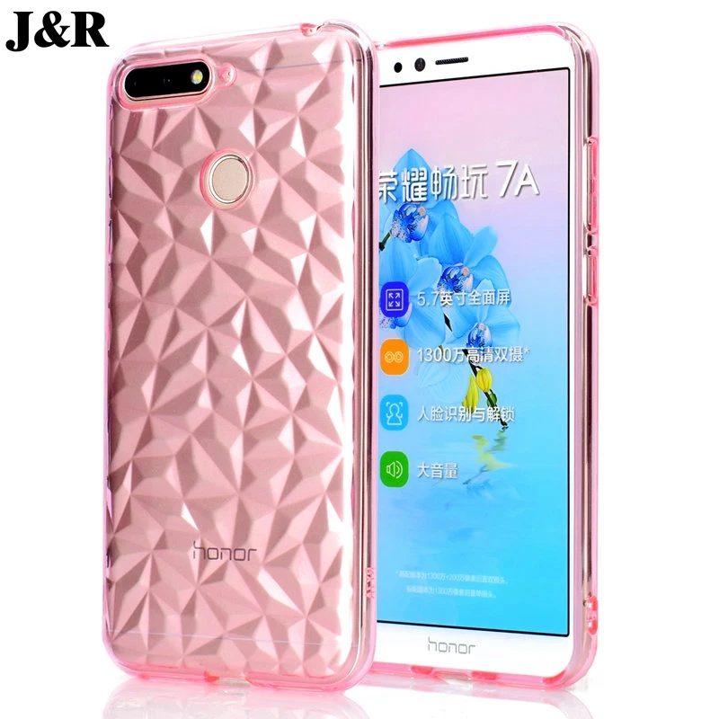 J&ampR Luxury Ultra Thin Soft TPU Case For Huawei Honor 7C 7A 3D Diamond Pattern Cover P Smart Enjoy 7S Shell |