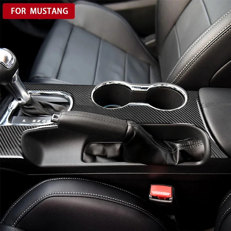 

Car-styling Carbon Fiber Car Gearshift Panel Cover Decoration For Ford Mustang 2015-2017 Center Console Car Accessories