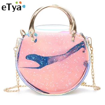 

eTya Female Handbag Women Fashion Transparent PVC Evening Bag Wedding Party Bride Clutch Makeup Handbags Purse Shoulder Bags