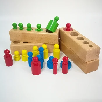 

Children Wooden Toy Montessori Cylinders 4 Blocks Sensorial Preschool Training Early Childhood Education Brinquedos Juguetes