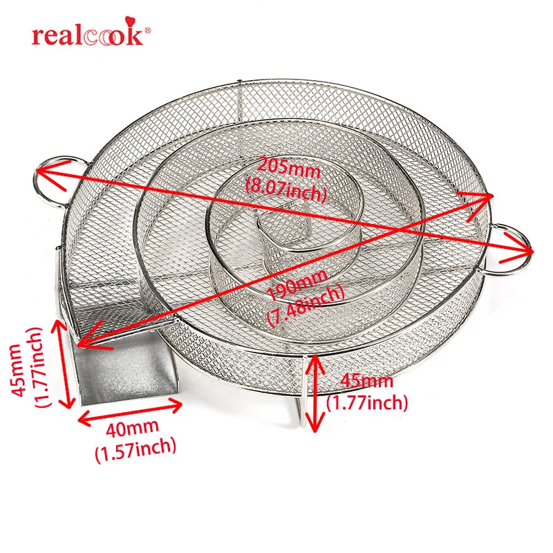 Realcook генератор холодного дыма принадлежности для барбекю гриль сетка древесная стружка коптильня для лосося рыбы барбекю инструмент для приготовления пищи