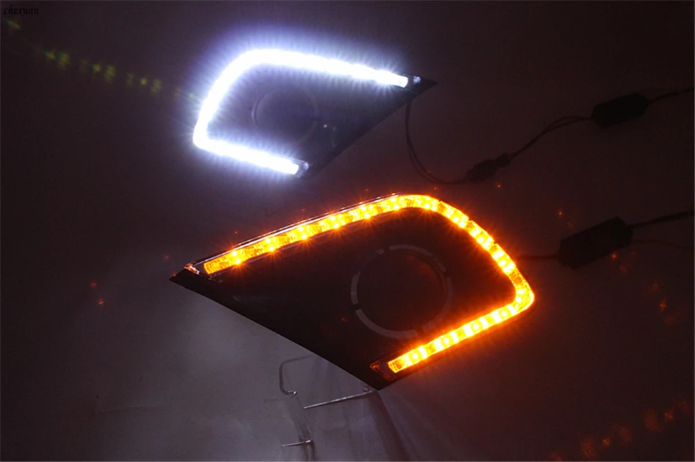 CSCSNL 1 комплект для Toyota Innova 2013 с т бегущим желтым сигналом DRL Светодиодный дневной ходовой фонарь светодиодный противотуманный фонарь