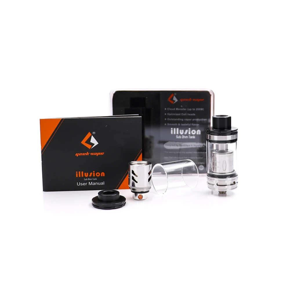 

Geekvape illusion Sub Ohm Tank atomizer use the optimized heating coil and the organic cotton without leaking issues