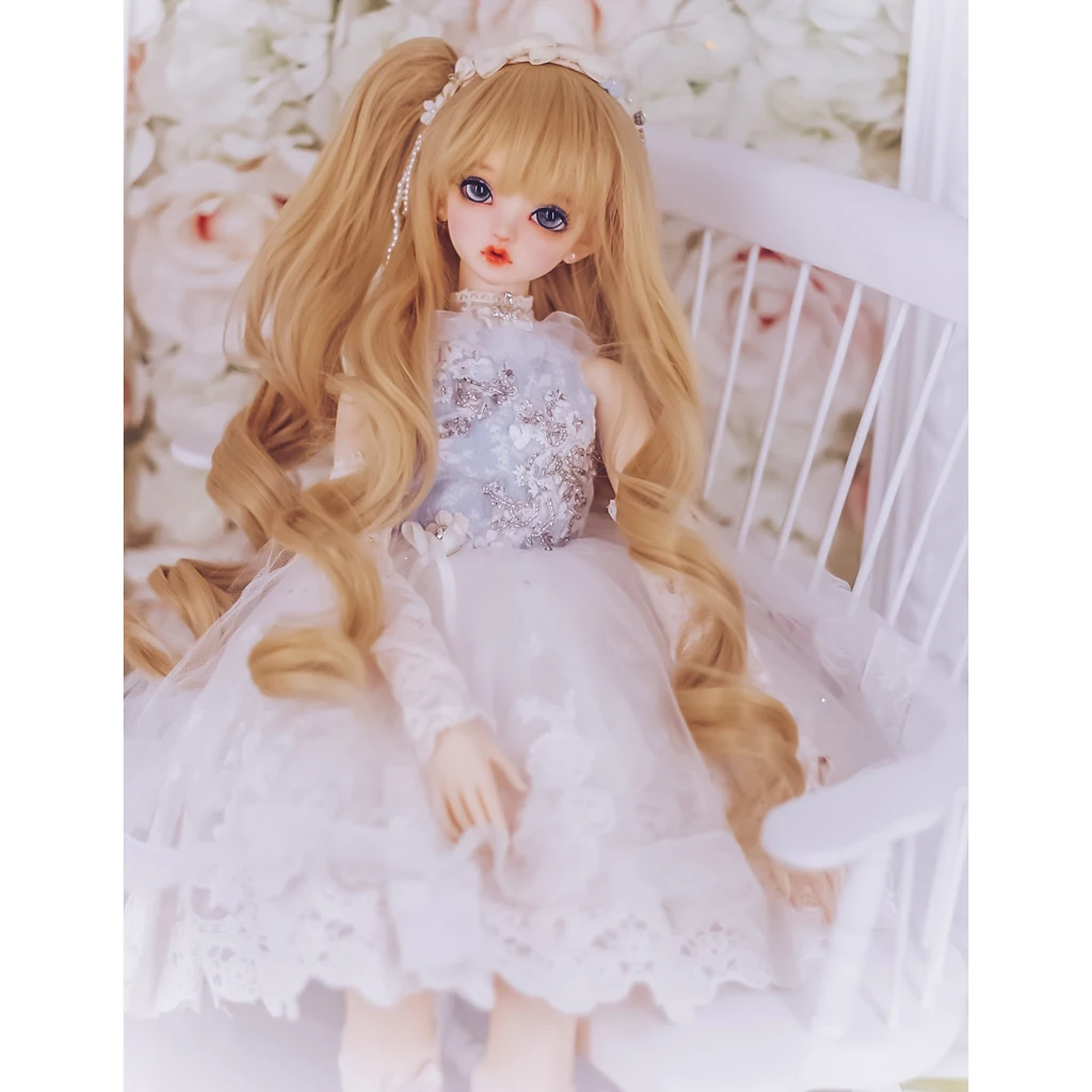 Wavy BJD SD DIY Wigs Wire 1/4 Dolls Noodle Curly Wig BJD Hair Wig Light Yellow