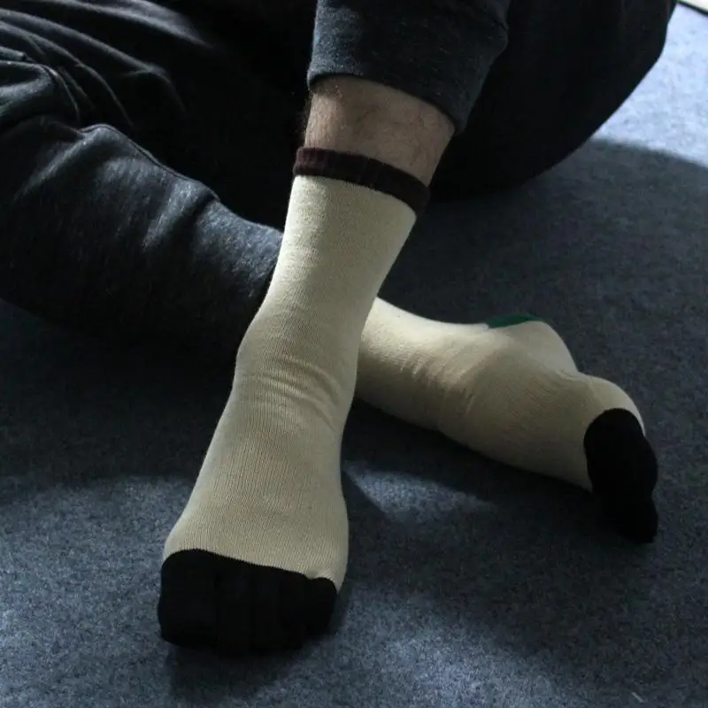3 пары, мужские теплые носки с пятью пальцами, осенне-зимний утепленный хлопковый Цветной мужской носок, носки с лого команды - Цвет: 4