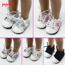 1Pair Doll Lace Sports Shoes For 18 American Girl Dolls Rose Red Glitter Shoes Doll Accessories