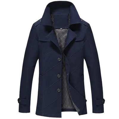 Верхняя одежда, длинная куртка для мужчин, Jaquetas Couro Hommes, куртки, длинное пальто для мужчин, Erkek mon, тонкая ветровка, пальто для мужчин, s Тренч, пальто для мужчин - Цвет: navy blue