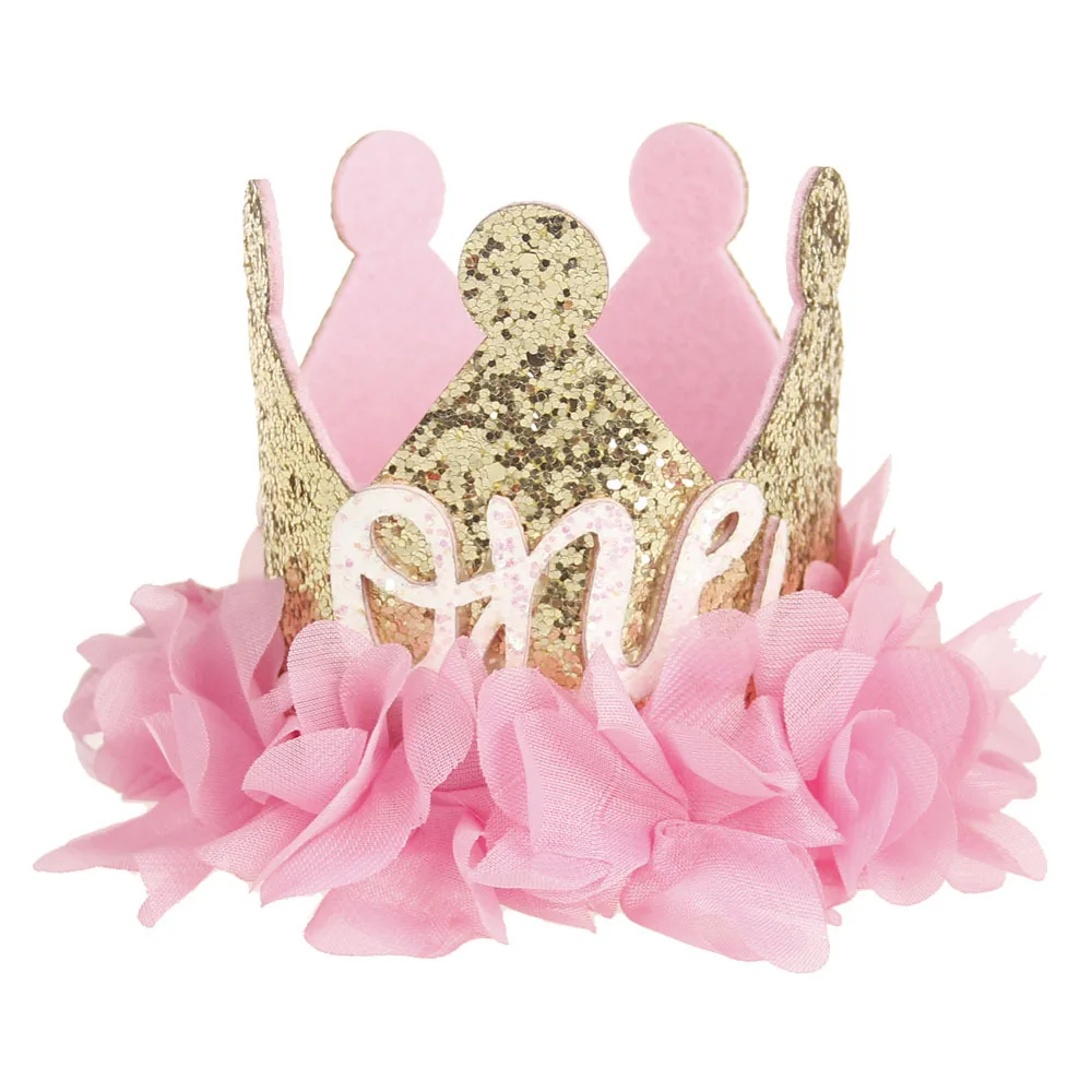 

2019 New Princess Baby Girl 1/2st Birthday Party Hat Flower Crown Party Headband Hairband Hair Accessories For Photography Props
