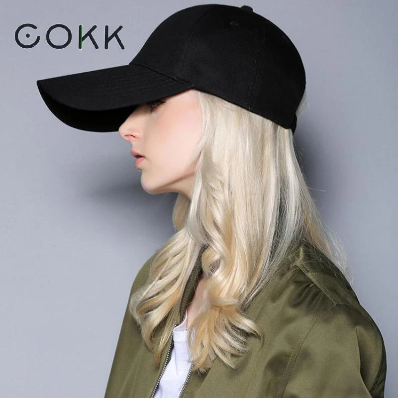 COKK Baseball Caps Womens Hat Mens Snapback Blank Black Baseball Cap For Women men Long Wide Brim Sun Visor Sunscreen Casquette ball caps for men