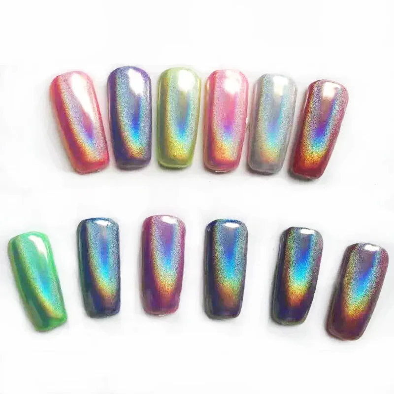 

6 Set Holographic Laser Powder Nail Glitter Dust Rainbow Pigment Manicure Chrome Pigments Shinning Mirror Sequins Polish Makeup