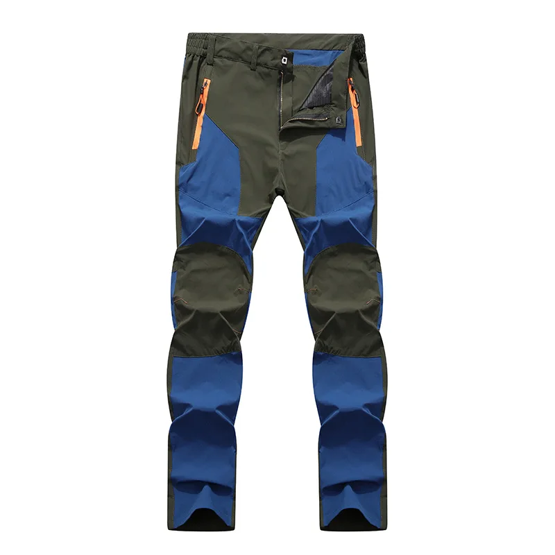 Мужские зимние осенние новые уличные эластичные водонепроницаемые штаны, рыбий поход, походные брюки, треккинговые флисовые теплые дышащие штаны - Цвет: Green Navy