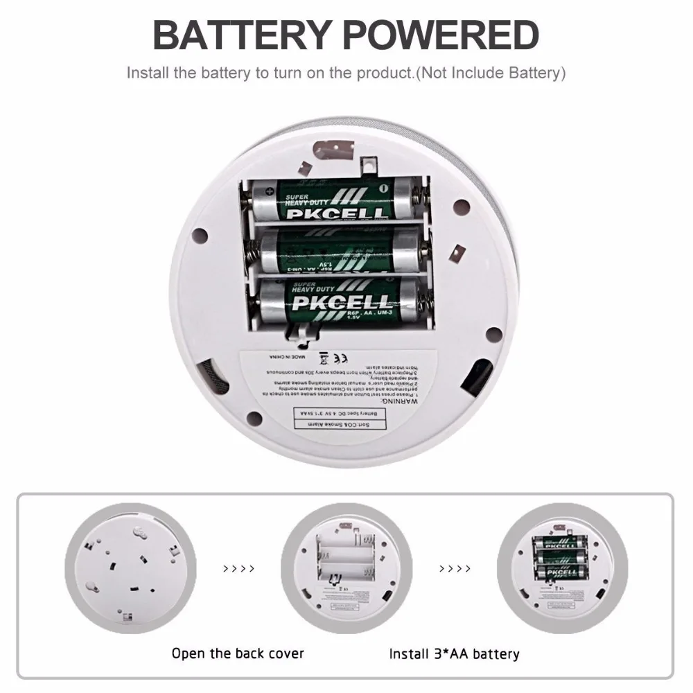 Дымовой и Угарный детектор батарейки для будильников управляемый Угарный газ CO детектор со звуковым Предупреждение ением и цифровым