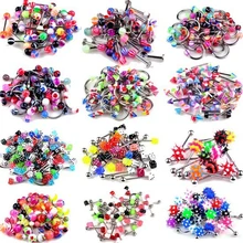 10 шт./лот ювелирные изделия для сосков, губ в язык, бровь штанга для пупка Кольца