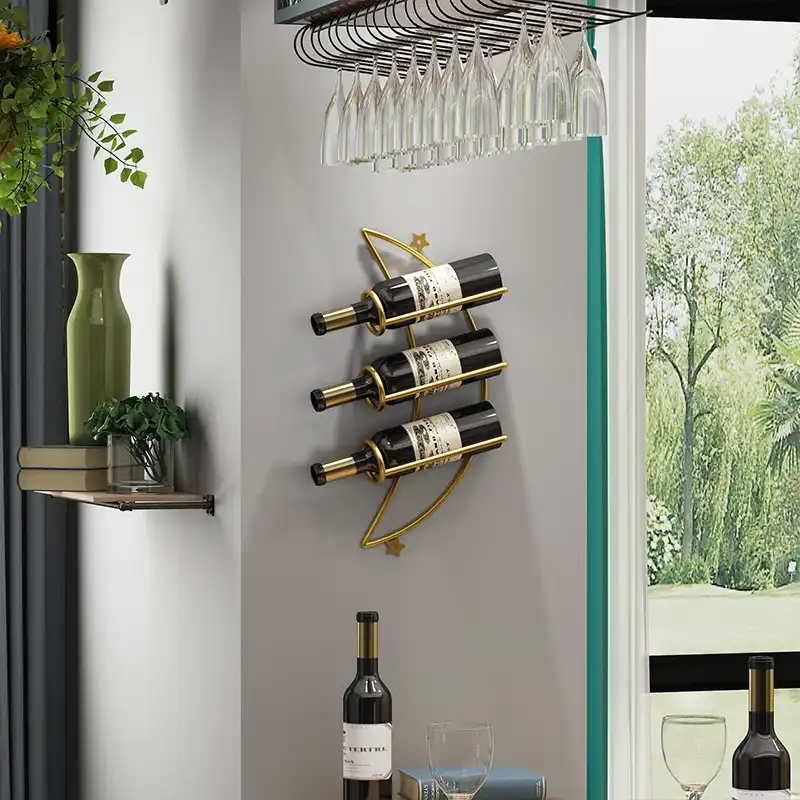 Metal Wrought Iron Moon Style Wall Wine Rack Holder Metal Wrought Iron Moon Style Wall Wine Rack Holder