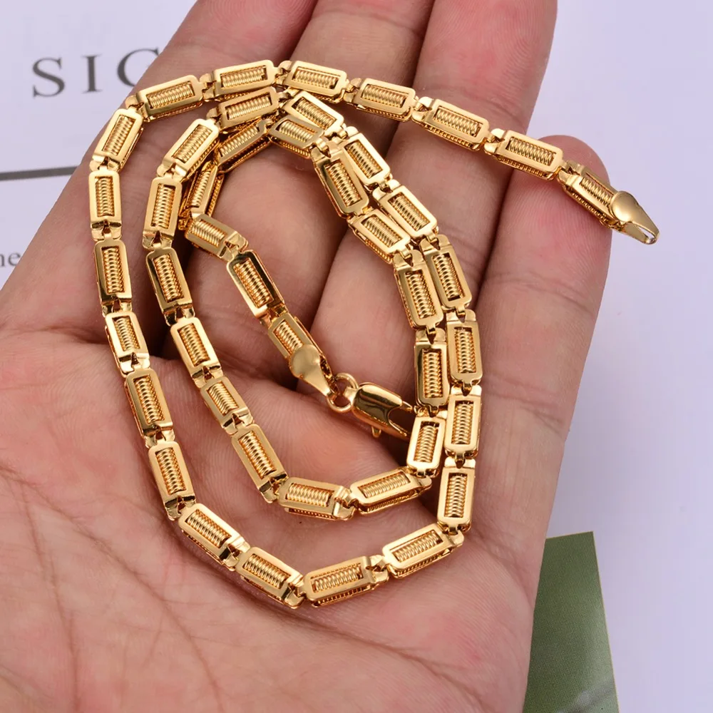 WANDO панк звено цепи для мужчин унисекс ювелирные изделия Высокое дубайское качество ожерелье пары ювелирные изделия подарки 45 см N6