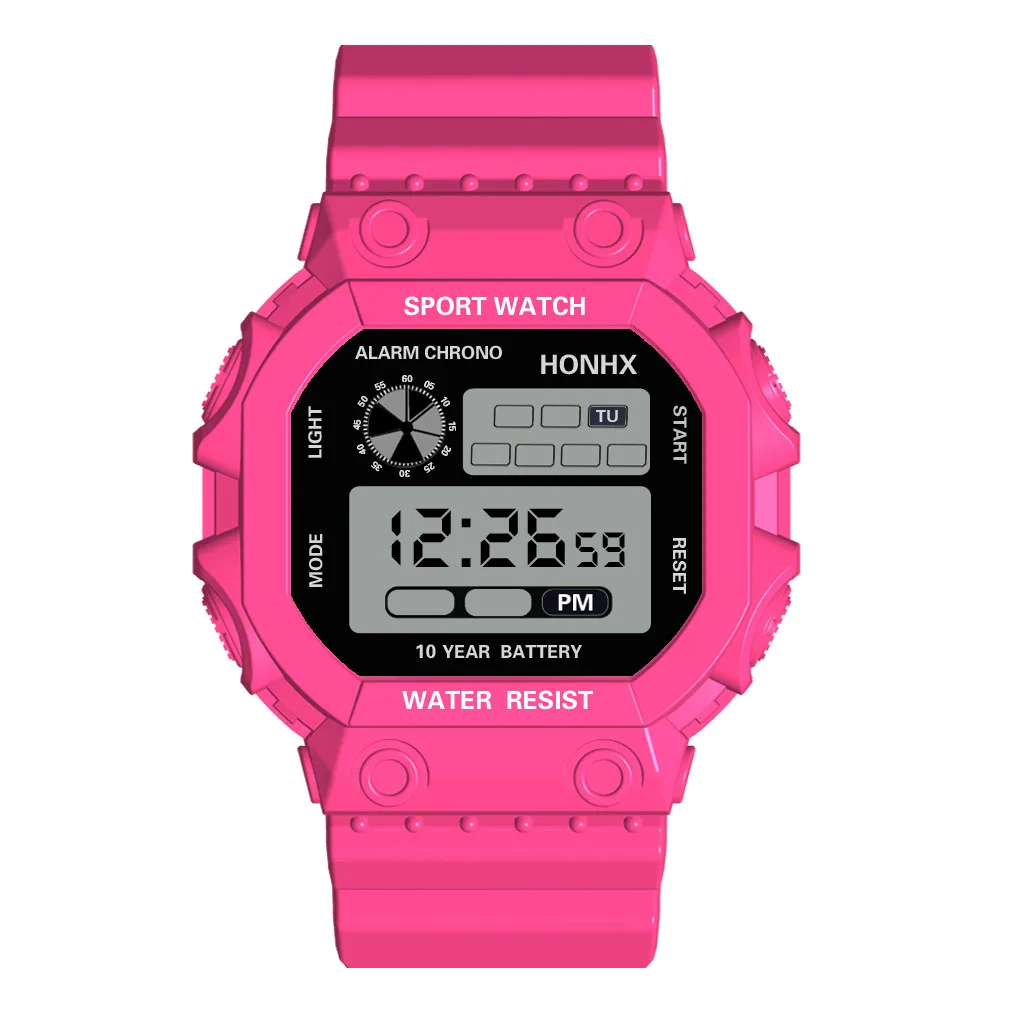 Часы мужские Роскошные Аналоговые Цифровые уличные часы Военные Спортивные СВЕТОДИОДНЫЙ водонепроницаемые часы reloj hombre relogio masculino - Цвет: Hot Pink