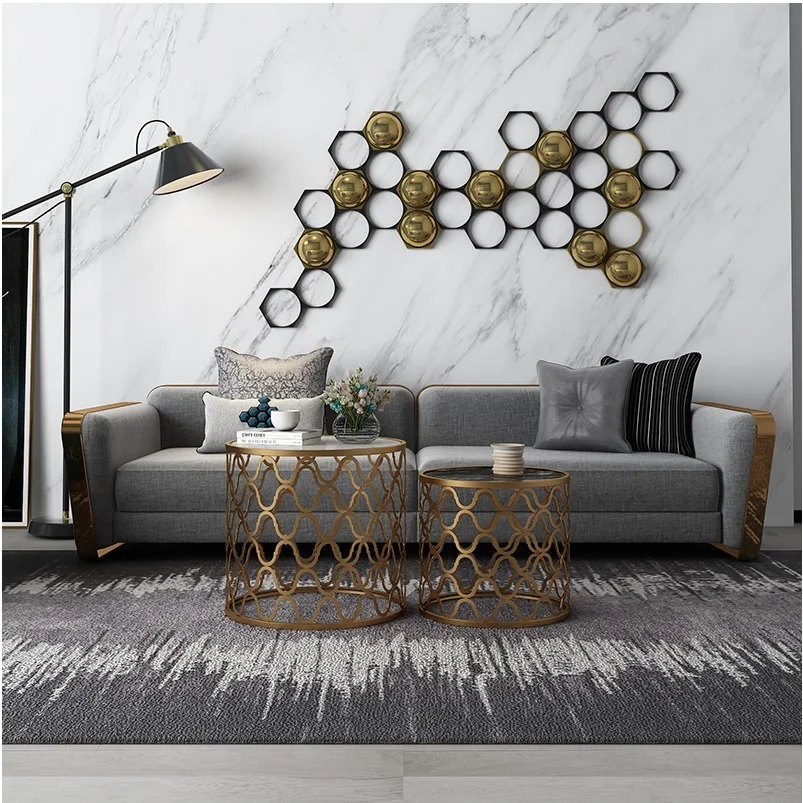 Round Marble Small Nest Coffee Tables 2pcs PACK 60cm(23\ Round Marble Small Nest Coffee Tables 2pcs PACK 60cm(23\