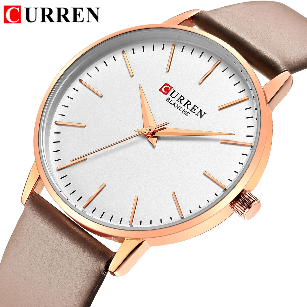 CURREN Fashion Simple Womens Watches Dress Quartz Leather Wristwatch For Ladies Life Waterproof Clock Female bayan kol saati afbeelding