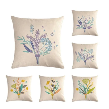 

45*45 Flax Throw Pillow Decorative Sofa Cushions Cushion Cover Colorful Tree Of Life Cartoon Printed Pattern