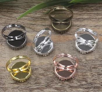 

100pc Cabochon 15mm Crown Pad ring blank with Cameo,Antique Bronze/Gold/Silver Ring setting,Handmade DIY Zakka jewelry Finding