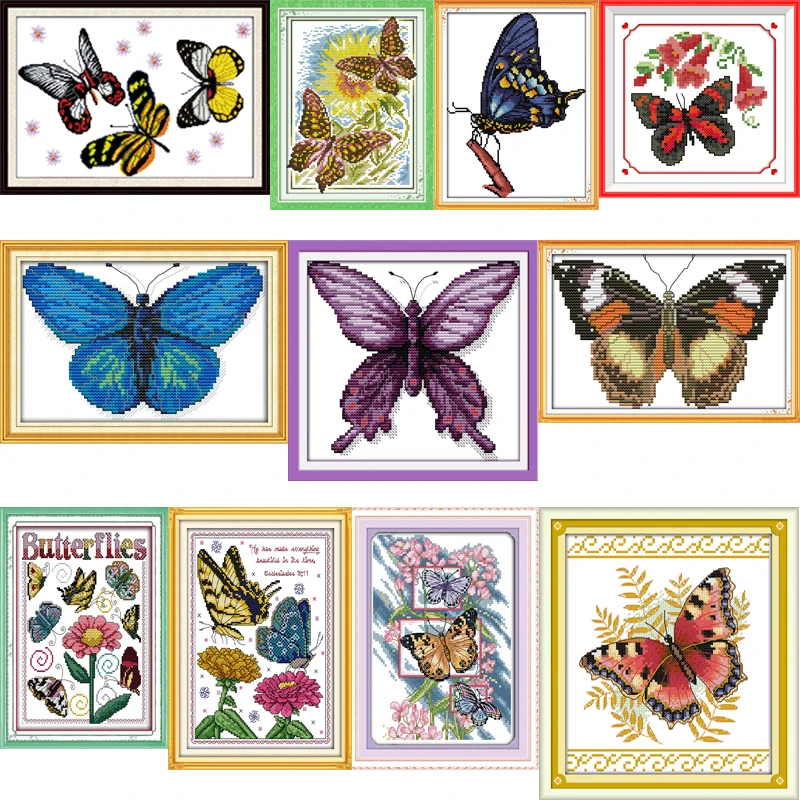 

Joy Sunday Butterfly Series Canvas DMC Counted Chinese Cross Stitch Kits printed Cross-stitch Embroidery Set Needlework