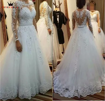 

Custom Made A-line Detachable Skirt Long Sleeve Beading Lace Sexy Formal Wedding Dresses 2020 New Fashion Wedding Gown YB114