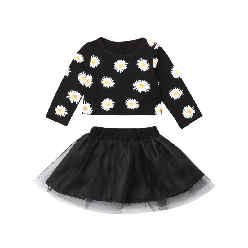 

Fashion Newborn Baby Girl Clothes Floral Clothing Cotton Tops Long Sleeve Crop Tops Mini Skirt Baby Girl Outfit Infant Clothes