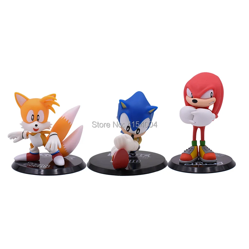 Искусственные аниме мультфильмы Sonic Tails Knuckles фигурки из ПВХ Shadow Фигурки