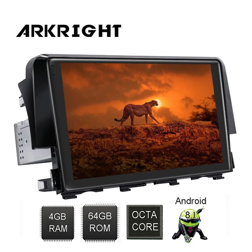 ARKRIGHT 9 ''4+ 64 Гб 1Din Автомагнитола/gps Android 8,1 Автомобильный мультимедийный плеер Встроенный 4G модем ips DSP для Honda Civic