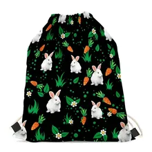 THIKIN Цветочный Кролик печати шнурок сумка для девочек рюкзак полиэстер Путешествия Пляжная Спортивная обувь Спортивный пакет шопинг наплечный рюкзак