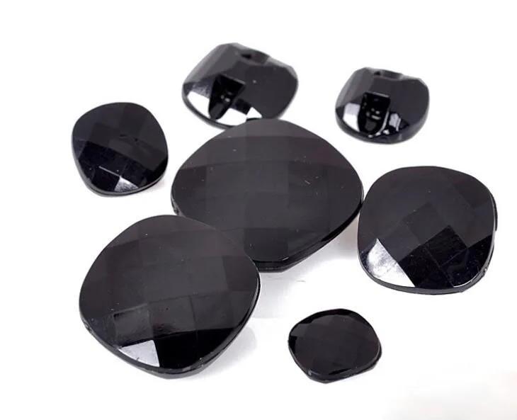 

30pcs All-match clear &black acrylic buttons square coat buttons sweater button