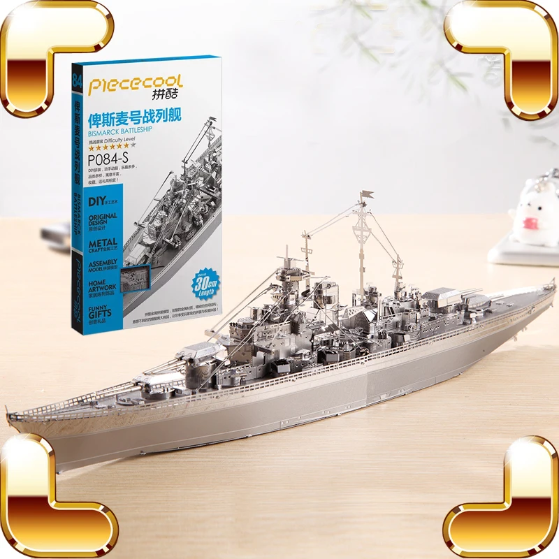 

New Arrival Gift Bismarck Battleship 3D Model Metal Assemble DIY Game Toys Military Ship Collection IQ Educational Decoration