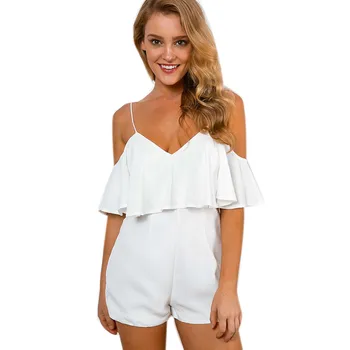 

Ruffles High Waist Sexy Women Jumpsuit Romper Summer One Piece Playsuit Off Shoulder Short Overalls Macacao Feminino New